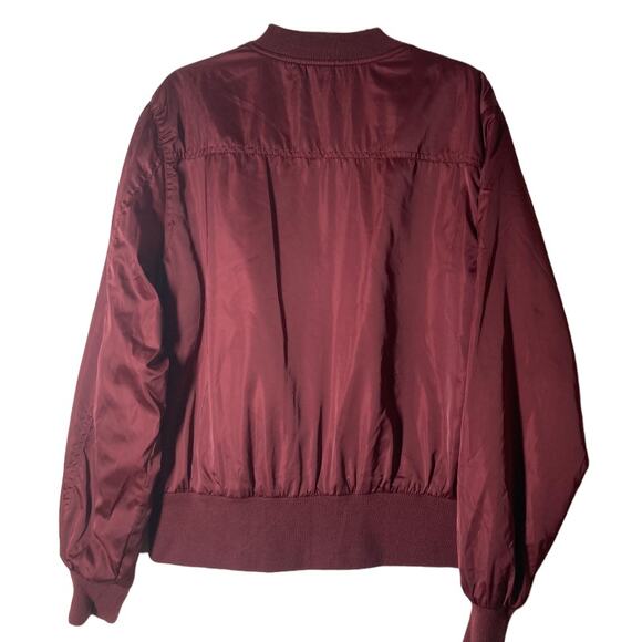Charlotte Russe Burgundy Full Zip Bomber Jacket - L - Picture 1 of 3